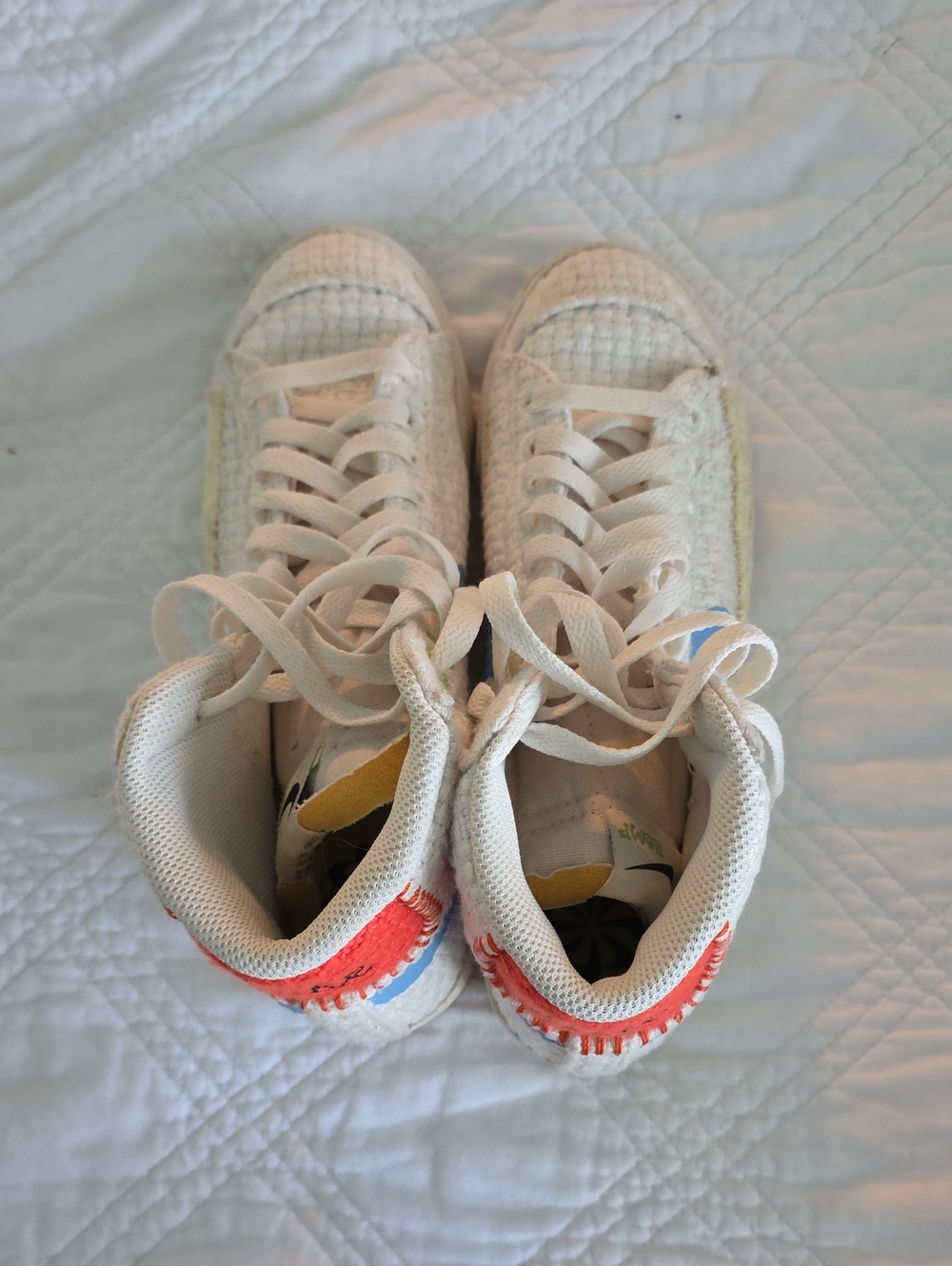 Nike White Kids Sneakers with Orange and Blue Accents - Picture 1 of 5